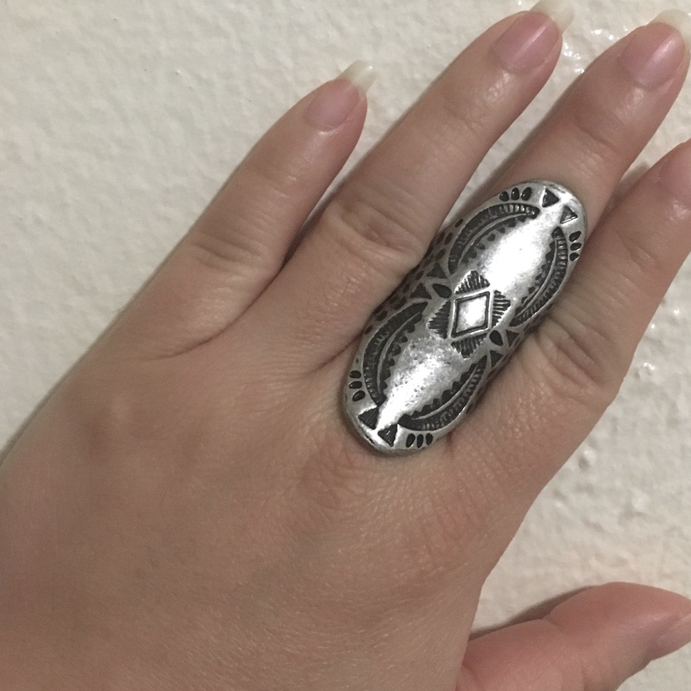 Silver Tribal Boho Finger Ring